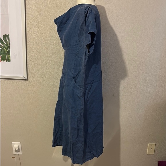 Mosaic 720 100% Linen Cowl Neck Midi Dress with Pockets - Picture 5 of 7